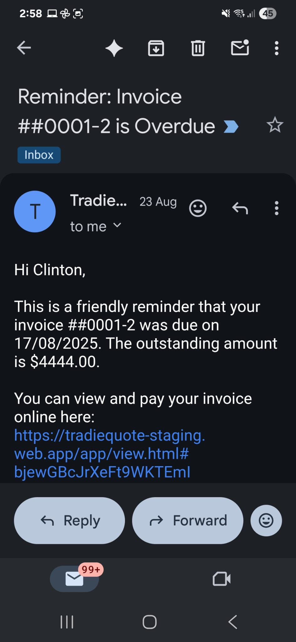 Automated invoice reminders settings